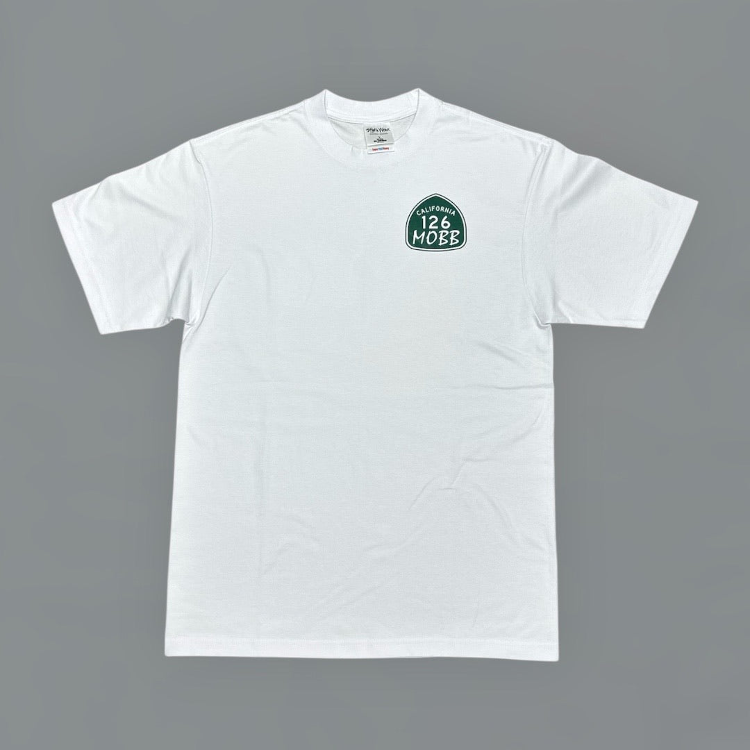 126MOBB CO. T-SHIRT – OG CALIFORNIA STATE SHIELD (WHITE)