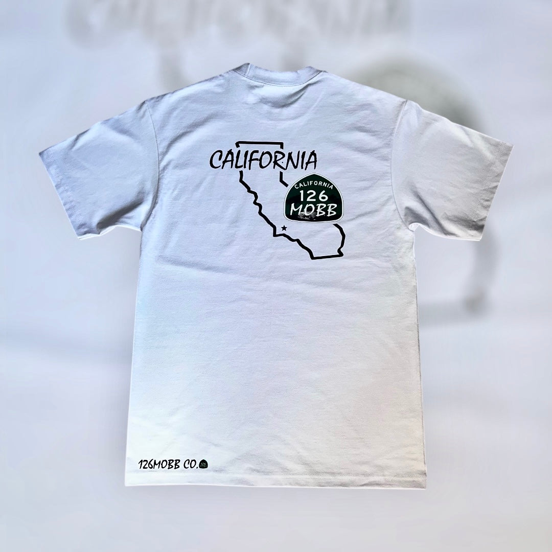 126MOBB CO. T-SHIRT – OG CALIFORNIA STATE SHIELD (WHITE)