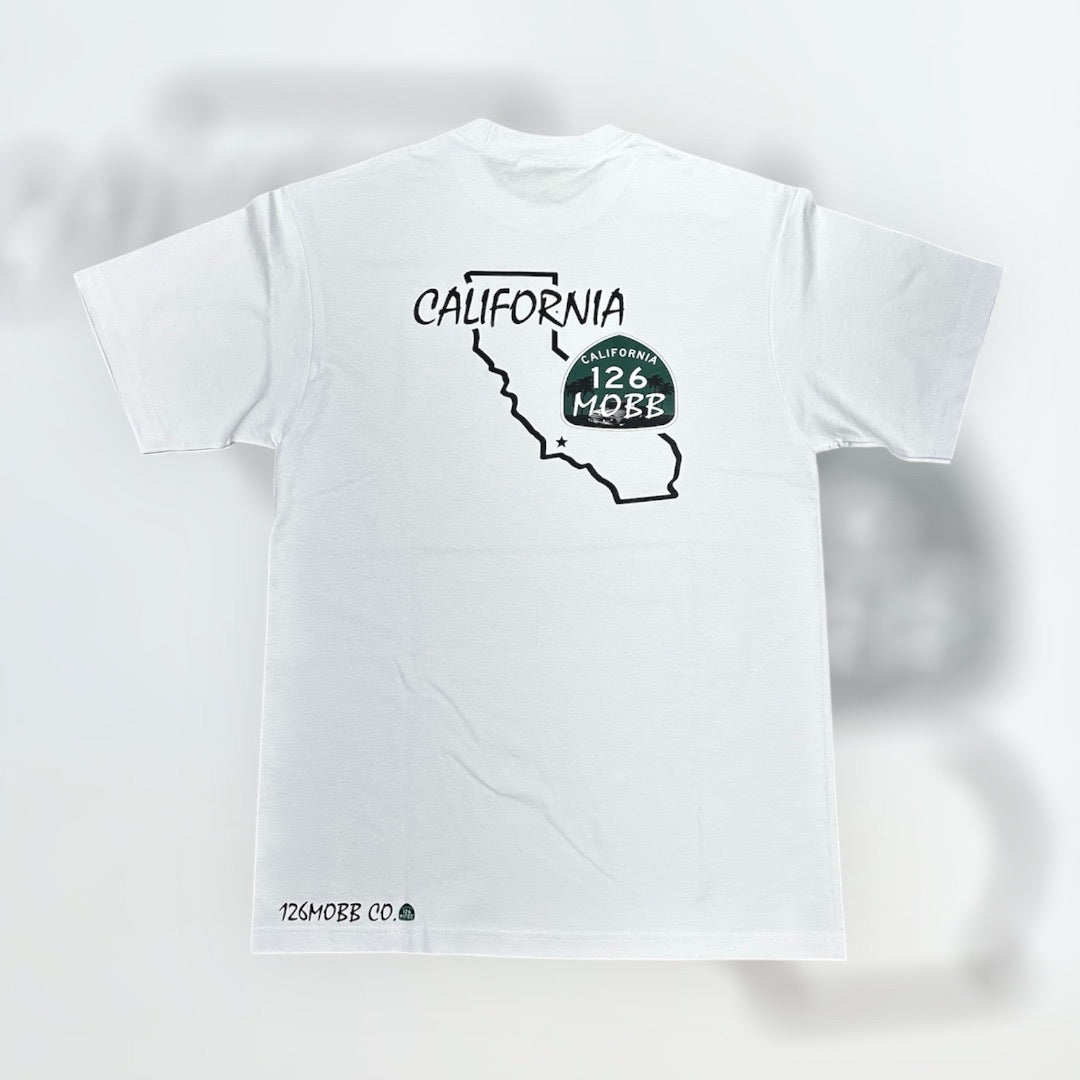126MOBB CO. T-SHIRT – OG CALIFORNIA STATE SHIELD (WHITE)