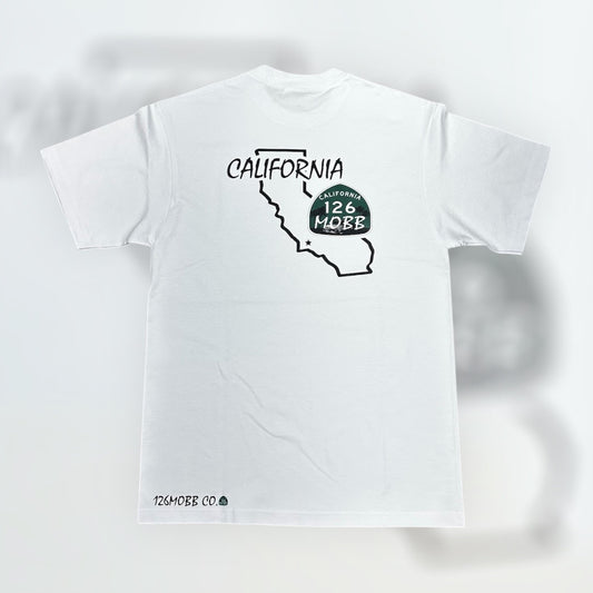 126MOBB CO. T-SHIRT – OG CALIFORNIA STATE SHIELD (WHITE)